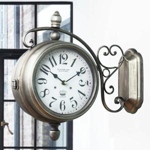 掛け時計 ウォールクロック アンティーク 両面 ブロンズ 幅39cm