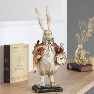 アリス ラビット アンティーク調 うさぎ ウサギ rabbit 兎 置物 置時計