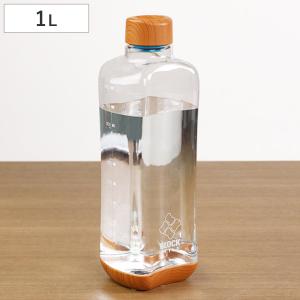 水筒 直飲み プラスチック ブロックスタイル アクアボトル 1L ウッド調 （ 目盛り付き プラスチックボトル ボトル クリアボトル ）