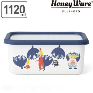 保存容器 ホーロー製 1.12L Mサイズ 深型角容器 ムーミン Honeywere 富士ホーロー （ ホーロー容器 深型容器 ストッカー ）｜livingut