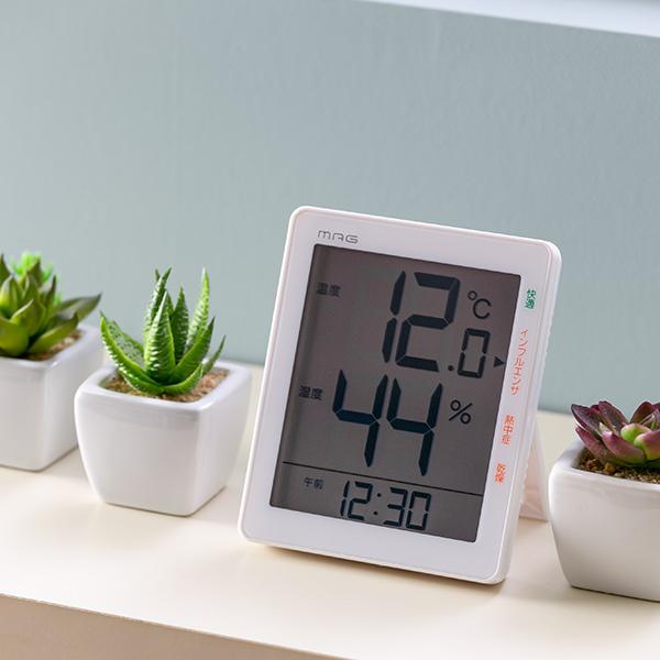 温湿度計 置き時計 デジタル温湿度計 時計付き （ 温度計 温湿計 湿度計 置時計 掛け時計 ）