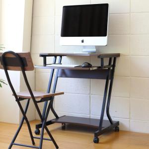 弘益 パソコンデスク 幅60cm ラック付き キャスター付き 木目調 （ PC