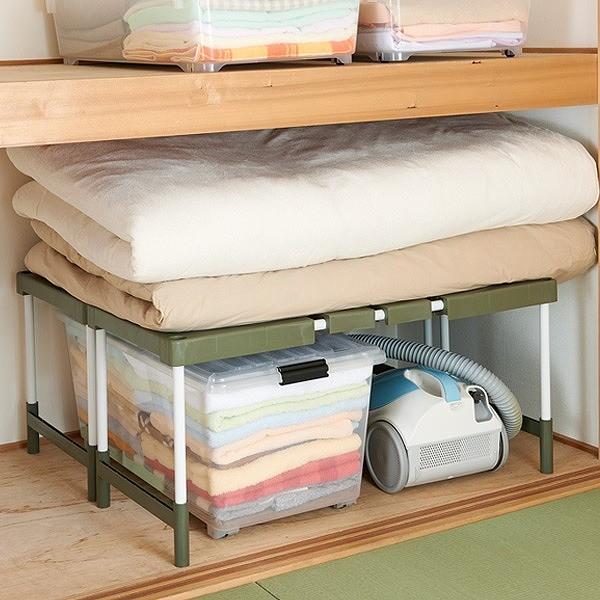 押入れ 整理棚 幅76〜93×奥行37×高さ35・40cm フリーラック 伸縮タイプ グリーン 1台...