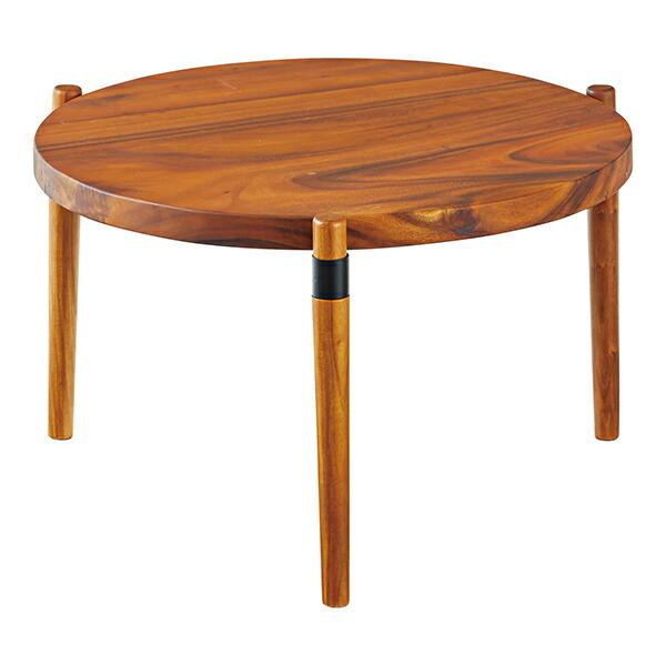 サイドテーブル 幅68.5cm 木製 天然木 モンキーポッド 円形 カフェテーブル つくえ （ ソフ...