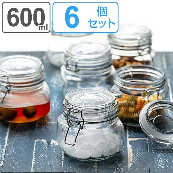 保存容器 600ml ガラス製 6個セット パッキン付き 密閉ガラス容器 （ 密閉びん 密閉瓶 密閉...