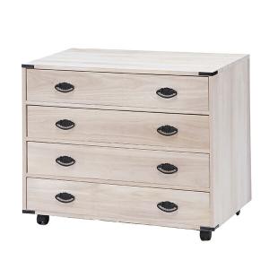 マーゼルン 総桐 押入れタンス 3段 浅型 キャスター付 日本製 幅75cm