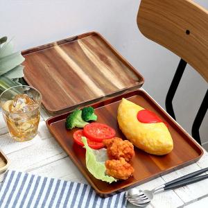 プレート 25cm L スクエア カフェ 皿 食器 木製食器 天然木 （ 木製