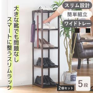 シューズラック スリム 5段 2個セット 幅23.8x奥28.5x高93cm （ 玄関収納 靴箱 省スペース くつ 靴 ブーツ 小物 収納 シューズ ラック 日本製 ）