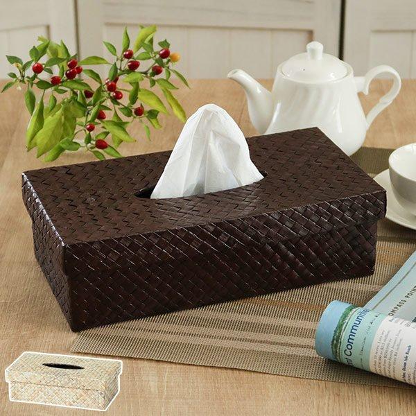 ティッシュケース パンダン 葉 アジアン おしゃれ （ ティッシュボックス ティッシュカバー 編み込...
