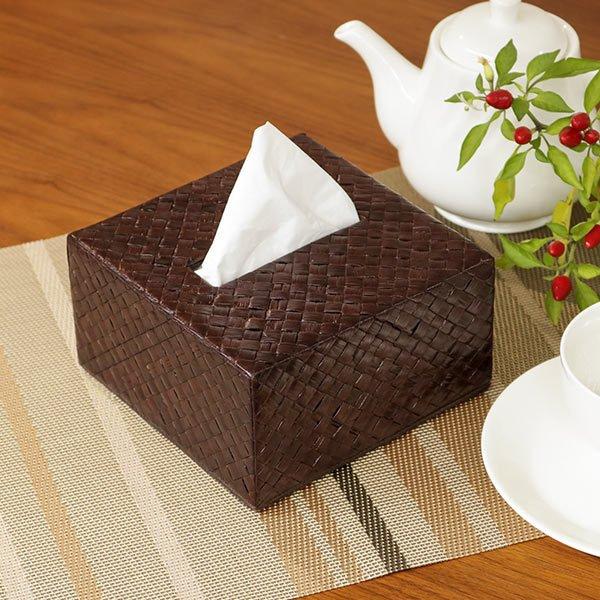 ティッシュケース ハーフ パンダン 葉 アジアン おしゃれ （ ティッシュボックス ティッシュカバー...