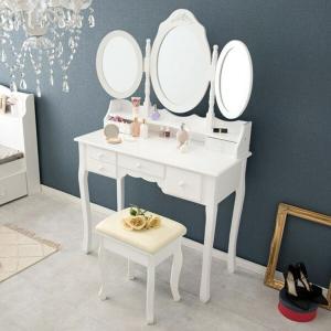 ドレッサーセット アンティーク調 BROCANTE ホワイトウッド 幅92cm