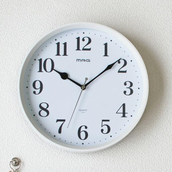 掛け時計 ミドル 直径 28cm 時計 おしゃれ 連続秒針 ホワイト （ 掛時計 電池式 シンプル ...