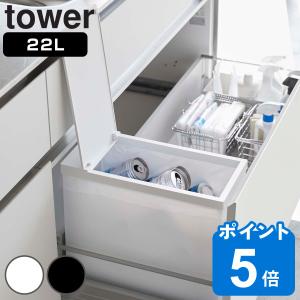 山崎実業 tower ゴミ箱 22L シンク下 ふた付き タワー （ シンク下蓋付きゴミ箱 蓋付き 縦型 分別 キッチン 組み立て式 スリム コンパクト ）｜livingut