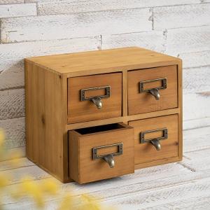 小物収納ケース 2段 引き出し ドロワーボックス 幅23×奥行15×高さ18cm （ 小物収納 小物入れ 小物ケース 収納 木製 ）