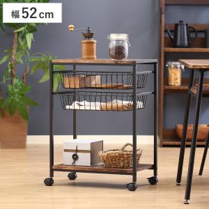 キッチンワゴン 幅50cm ステンレストップ キャスター付 ガラス引き戸