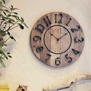 掛け時計 BARREL CLOCK 直径40.5cm 大き目 大きい 壁掛け 時計 木目 （ 壁掛け時計 とけい ウォールクロック クロック 雑貨 ）