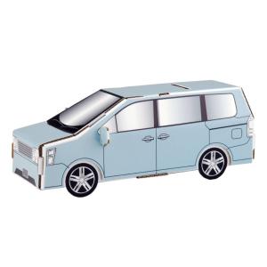 工作キット ダンボール製 hacomo kids ぺったんシリーズ ミニバン （ ダンボール 段ボール 車 貯金箱 おもちゃ ペーパークラフト 工作 子ども キッズ ）｜livingut