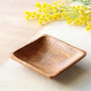 プレート 12.5cm S スクエア アカシア製 食洗機対応 4枚セット （ 食器