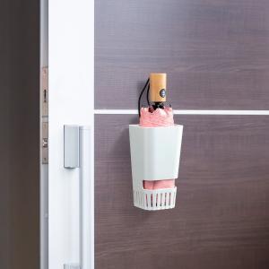 傘ホルダー 1本用 折りたたみ傘 マグネット式 （ 折り畳み傘 収納 傘立て 玄関収納 傘入れ コンパクト マグネット 珪藻土 付き ）