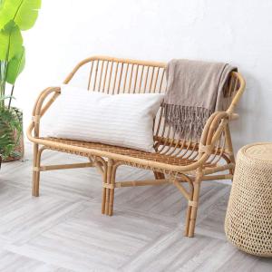 今枝商店 籐 ラブソファ 2人掛けクッション付 幅114cm （ 家具