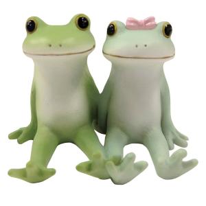コポー 葉っぱボートに乗るカップル カエル 置物 （ Copeau 置き物