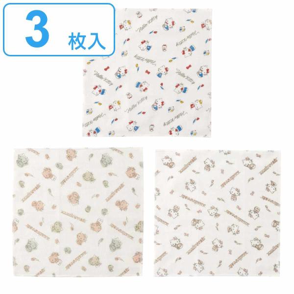 ふきん 綿100％ かや生地ふきん 3枚入 ハローキティ （ かや生地 蚊帳生地 布巾 フキン 蚊帳...