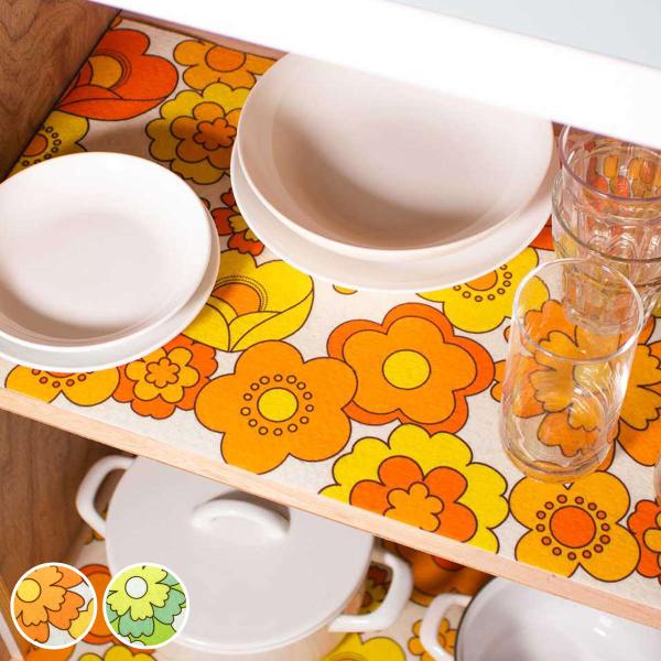 食器棚シート レトロ 花柄 ルアンス （ 滑り止め加工 洗える 冷蔵庫シート 食器棚収納 冷蔵庫収納...