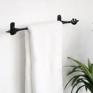 タオルバー アイアン ウッドバーカーブタオルハンガー 全長40cm