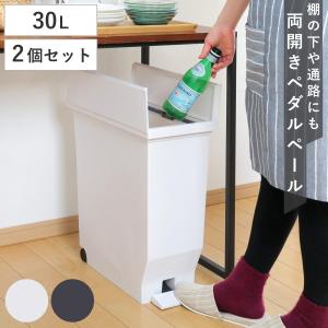 ゴミ箱 30L 同色2個セット エバン 両開きペダルペール （ ごみ箱 30リットル ダストボックス 両開き 棚下 スリム キッチン 分別 ふた付き おしゃれ ）