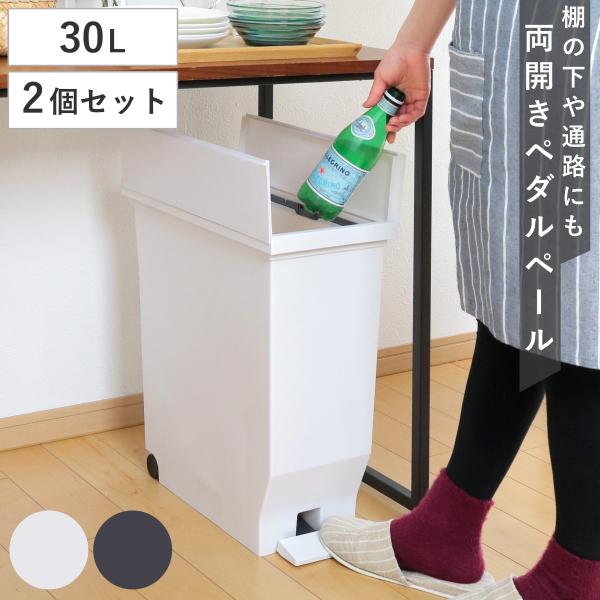 ゴミ箱 30L 同色2個セット エバン 両開きペダルペール （ ごみ箱 30リットル ダストボックス...