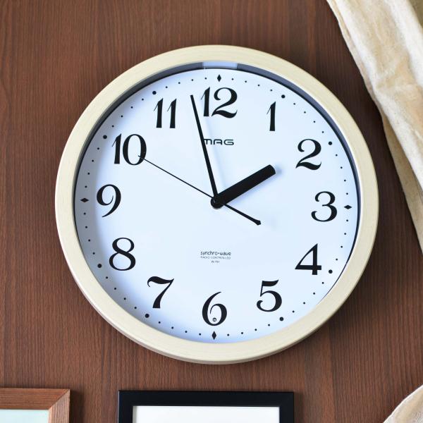掛け時計 電波時計 直径30cm 自動点灯 灯 ライト付 （ 時計 電波 壁掛け時計 ウォールクロッ...