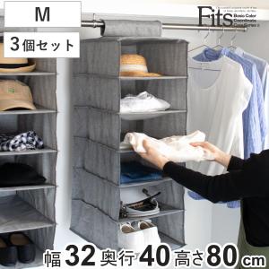 吊下げ収納 M 3個セット ハンギングラック フィッツファブリック 幅32×奥行40×高さ80cm （ クローゼット 収納 吊り下げ 6段 スリム 衣類 バッグ Fits ）