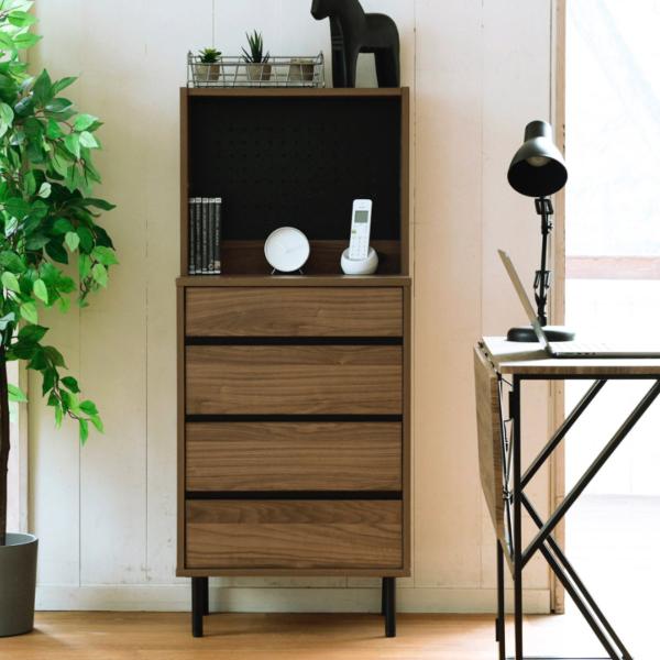 サイドボード 4段引出し 北欧モダン Fresser 約幅56cm （ 脚付 リビング 収納 間仕切...