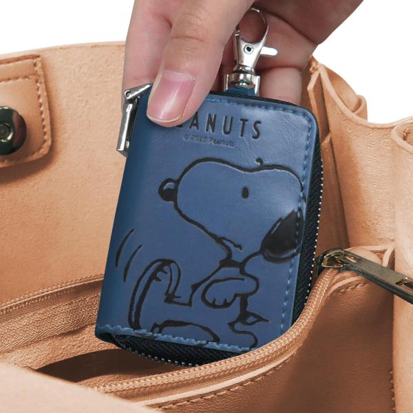 キーケース スマートキー スヌーピー 車 （ キーレスキーケース キーカバー キーポーチ クリア窓付...