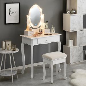 ⭐︎送料無料・新品・激安⭐︎カントリー調ドレッサー（スツール付き） 三面鏡 ドレッサー スツールセット カントリー調 フレンチスタイル 幅