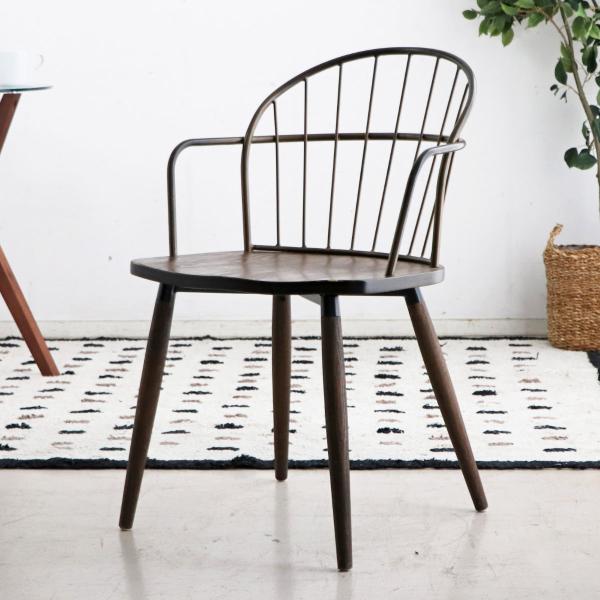 ダイニングチェア 肘付き 背もたれ シャープ 座面高42.5cm （ チェア 椅子 ダイニング リビ...