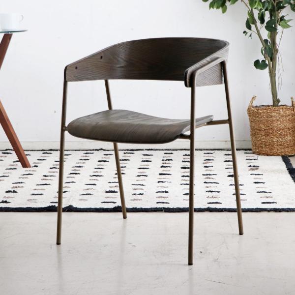 ダイニングチェア 肘付き 背もたれ 天然木 座面高44.5cm （ チェア 椅子 ダイニング リビン...