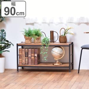 B.Bファニシング オープンラック 2段 ヴィンテージ調 天然木棚板 幅