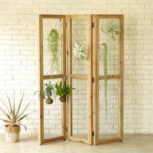 籐 スクリーン 3連 アジアンテイスト チーク材フレーム 高さ160cm