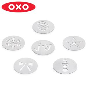 OXO クッキープレス専用ディスク 6個入り クリスマス ステンレス （ オクソー 食洗機対応 クッキープレス専用 絞り出しクッキー用 製菓道具 ）｜livingut