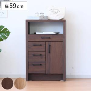 FAX台 電話台 幅48cm 多段引出し 鍵付き 天然木 完成品 （ チェスト 鍵