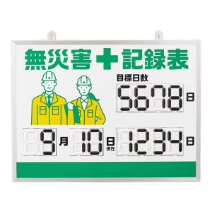 日本緑十字社 無災害記録表 くるっと3D数字札式 上下みどりライン 45.3
