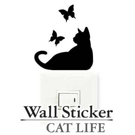 ウォールステッカー　壁紙シール　猫　蝶　CAT LIFE （ インテリアシール ウォールシール Wa...