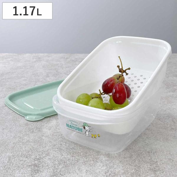 保存容器 1.17L スヌーピー 茹でうま野菜調理容器 角型 （ プラスチック 電子レンジ対応 キャ...
