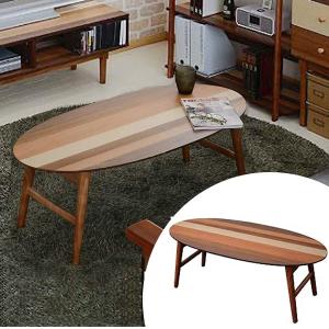 ローテーブル　オーバル型　YOGEAR（ヨギア）　天然木製　幅100cm （ 折りたたみテーブル センターテーブル ）｜livingut