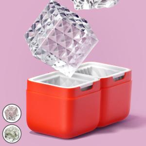 製氷器 ユニーク アイスボールメーカー 2個取り （ 製氷カップ 製氷皿 氷 おしゃれ 角型 角 こおり 丸 製氷 冷凍庫 クリア 透明 製氷グッズ ）