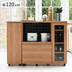 キッチンラック 幅90cm ストッカー 北欧風 家電収納 キャスター付