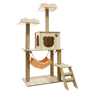 キャットタワー ねこぞく タンゴ 木製 据え置き （ キャットツリー 猫
