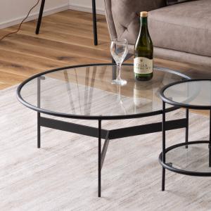 ラタンテーブル 丸型 ガラス天板 籐 ローテーブル 直径60cm