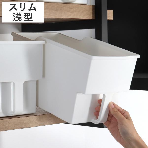 キッチン収納ケース 吊り戸棚ボックス スリム 浅型 幅18.5cm （ キッチンストッカー 取っ手付...